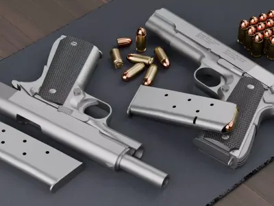 Pistol Tactical 1911 - Game Ready 4K PBR Low-poly 3D model