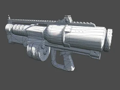 Heavy Weapons Sci-Fi Assault Rifle Low-poly 3D model
