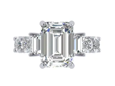 3 - stone Emerald Ring 3D print model purchase