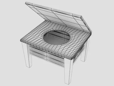 Antique wooden toilet Low-poly 3D model