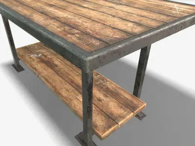 Work Table Worktable Game Ready PBR Textures Low-poly 3D model