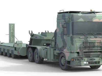 DAF Tropco Truck with Trolley   Low-poly 3D model
