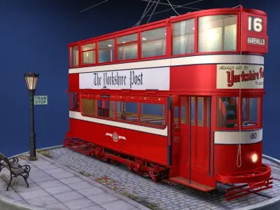 Leeds 180 double-decker tram 3D model