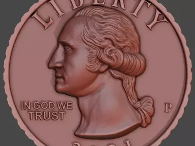 Quarter Dollar 3D model 3D print model