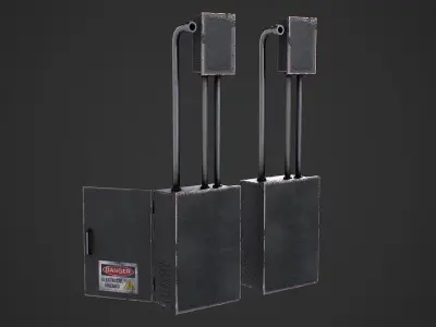 Main Power Switch Box PBR Game Ready Low-poly 3D model Low-poly 3D model