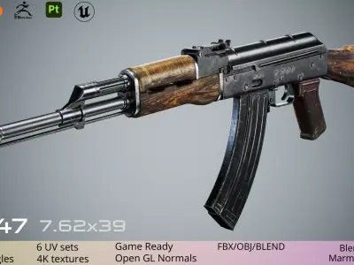 AK 47 Low-poly 3D model purchase