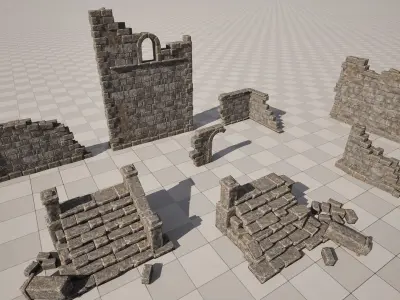 Ruined Castle Pack UNREAL ENGINE 5 Low-poly 3D model