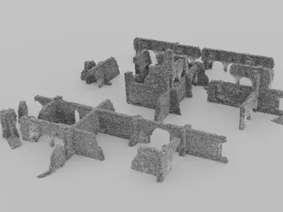 Brick Stone Ruins Set Pbr Scan Low-poly 3D model