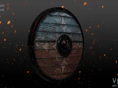 Viking Shield Blue  White - Lowpoly Low-poly 3D model