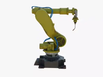 Industrial Welding Robot Yellow Rusty Low-poly 3D model