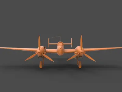 BF110F orange airplane with propellers 3D print model