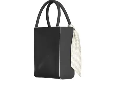 Black Leather Mini Tote Bag 3D model