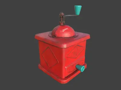 Vintage coffee grinder ruby red Low-poly 3D model