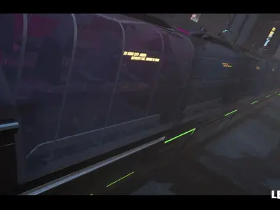 Driveable Animated Retro Cyberpunk Hover Train Low-poly 3D model