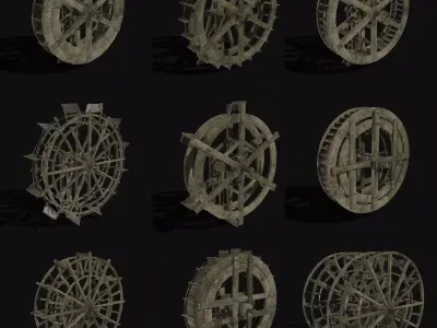 WATERMILL WHEEL FARM MILL CONSTRUCTION NEXT GEN COLLECTION Low-poly 3D model