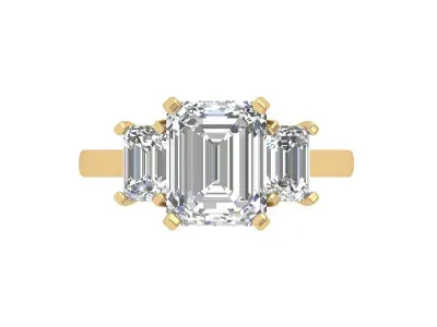 Emerald 3 Stone Ring 3D print model