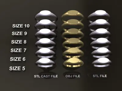 Dainty Thin Signet Ring Horizontal Oval Mix Size 3D print model