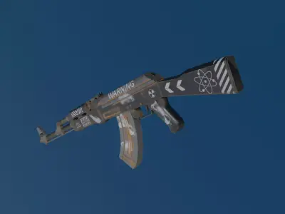 AK-47 Low Poly Game Ready Quad Topology  PBR Textures 3D model