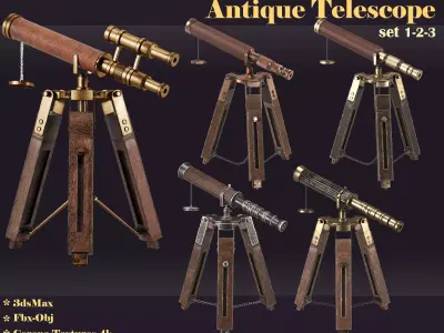 collection antique telescope  3D Model Pack