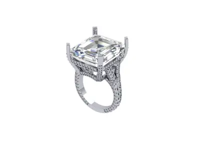Emerald Solitaire Art Deco Ring 3D print model 10