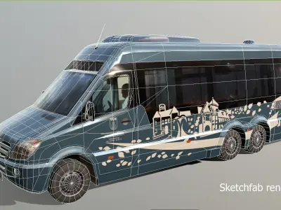 Mercedes bus 77 VGB Low-poly 3D model