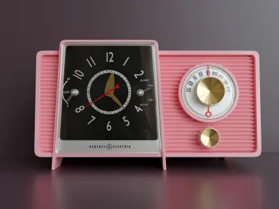 Vintage radio with clock 90 3D model