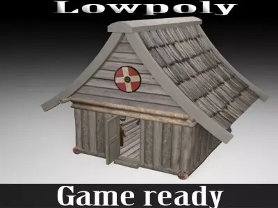 Old medieval house Low-poly 3D model