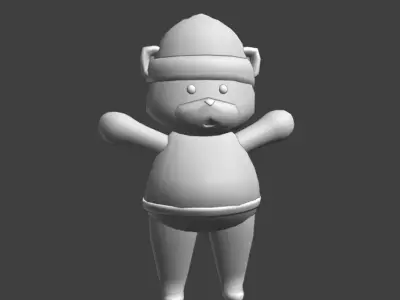 Chill Bear Low-poly 3D model