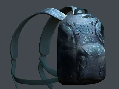 Backpack military combat Black baggage Low-poly Low-poly 3D model shop