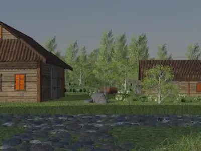 Serene Village Landscape 3D model