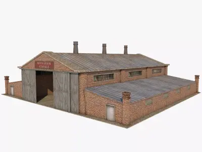 Factory Building 4 Low-poly 3D model