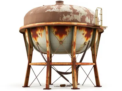 Rusty Industrial Water Tower D Model Pack Low-poly 3D model
