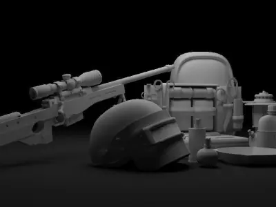 PUBG set object  Low-poly 3D model