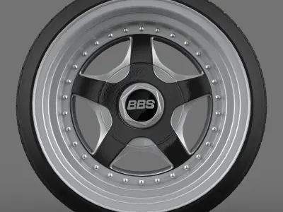 BBS RF wheel with tire Low-poly 3D model