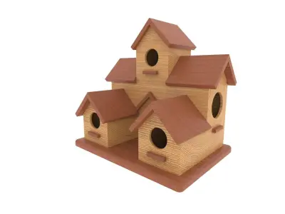 wooden birdhouse Low-poly 3D model