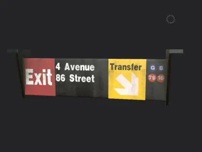 Metro Sign Low-poly 3D model