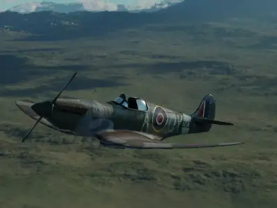 Low poly game ready  supermarine spitfire aircraft from wwii Low-poly 3D model