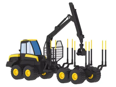 Harvester Forestry Ponsse Buffalo Simplified Low-poly 3D model