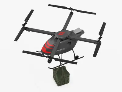 US Navy Military Cargo Drone with Suspended Load 3D model