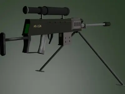 Sniper rifle Low-poly 3D model 14
