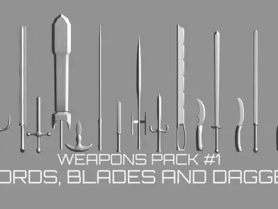 Weapons Pack 1 - Swords Blades and Dagger Free low-poly 3D model