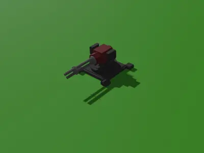 Low poly turret lego gun Low-poly 3D model