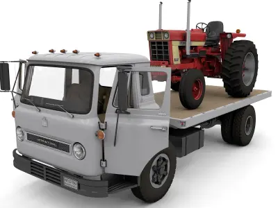 International Loadstar Truck 1963 and Int Harvester Tractor 1972 3D model