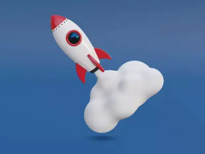 Cartoon Rocket 3D model 4
