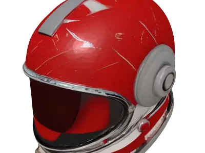 Retro Space Helmet with Red Visor 3D model