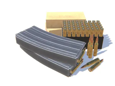 5-56x45 Ammo Pack Low-poly 3D model
