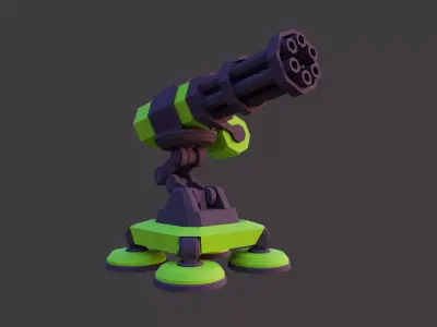 Low Poly Turret 3D model