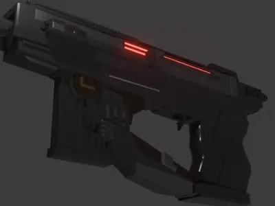 Sci-Fi Handgun Game Ready 3D Model Low-poly 3D model