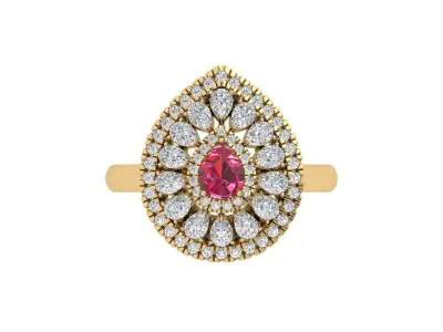 Pear  Stone Bridal Ring 3D print model get