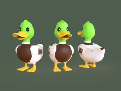 Cartoon Duck Cute 01 Low-poly 3D model